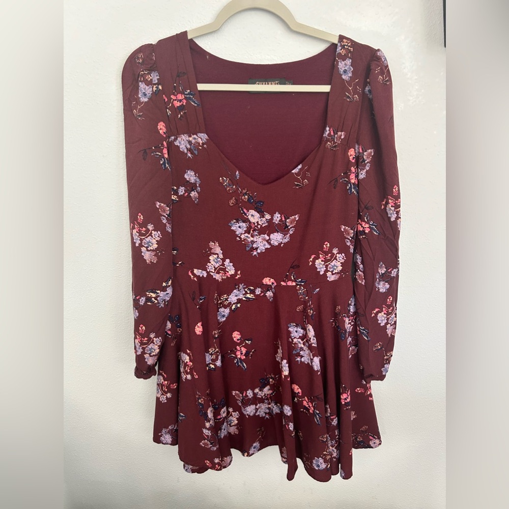 Country Burgundy flower dress